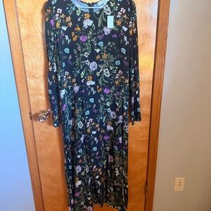 LOFT brand midi dress features a vibrant floral print